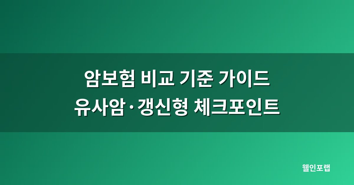 암보험 비교 기준 가이드, 유사암·갱신형 등 40대 체크포인트 대표 이미지
