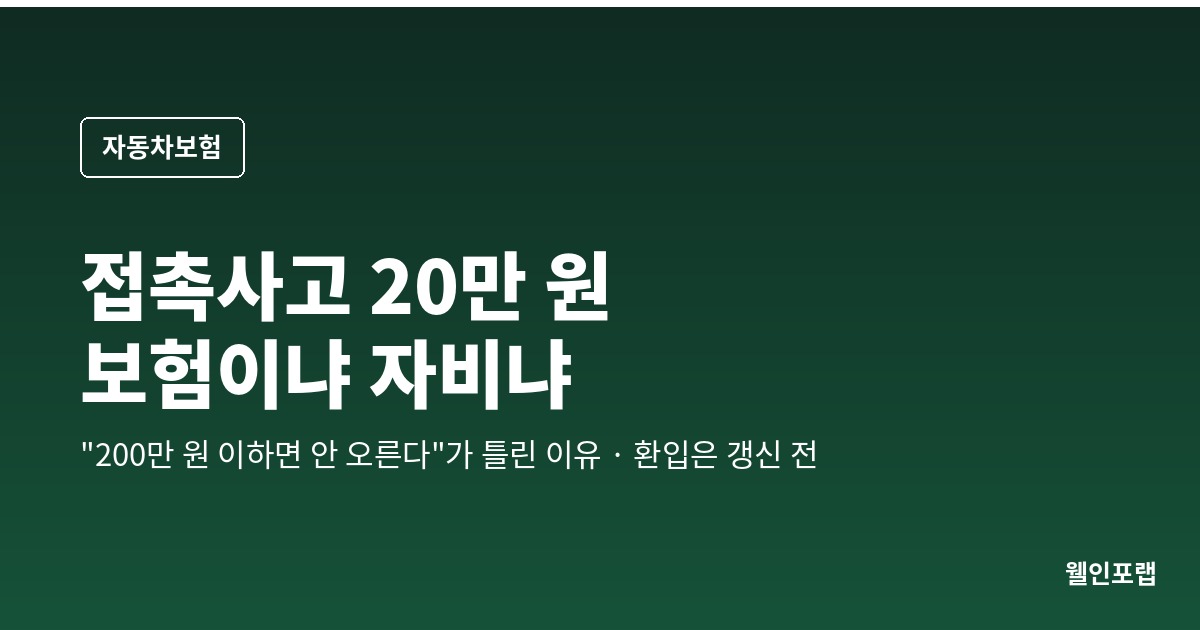 접촉사고 20만 원, 보험으로 할까 — “200만 원 이하면 안 오른다”가 틀린 이유와 환입 기한
